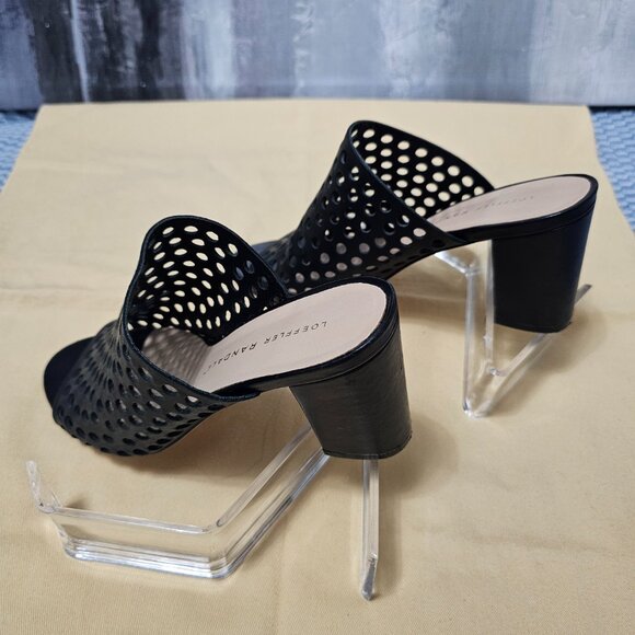 Loeffler Randall Black Perforated Leather Slip On , Open Toe Heels - Size 6 - Picture 4 of 9